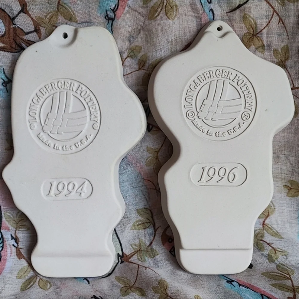 LONGABERGER Pottery Pair HOPE LOVE Cookie Mold Holiday Angel Series 1994 1996
